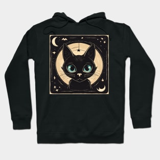 Halloween Black Cat Blue Eyes Hoodie